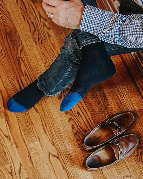 Blue Toe (3 Pairs) Solid Color - Over the Calf Dress Socks