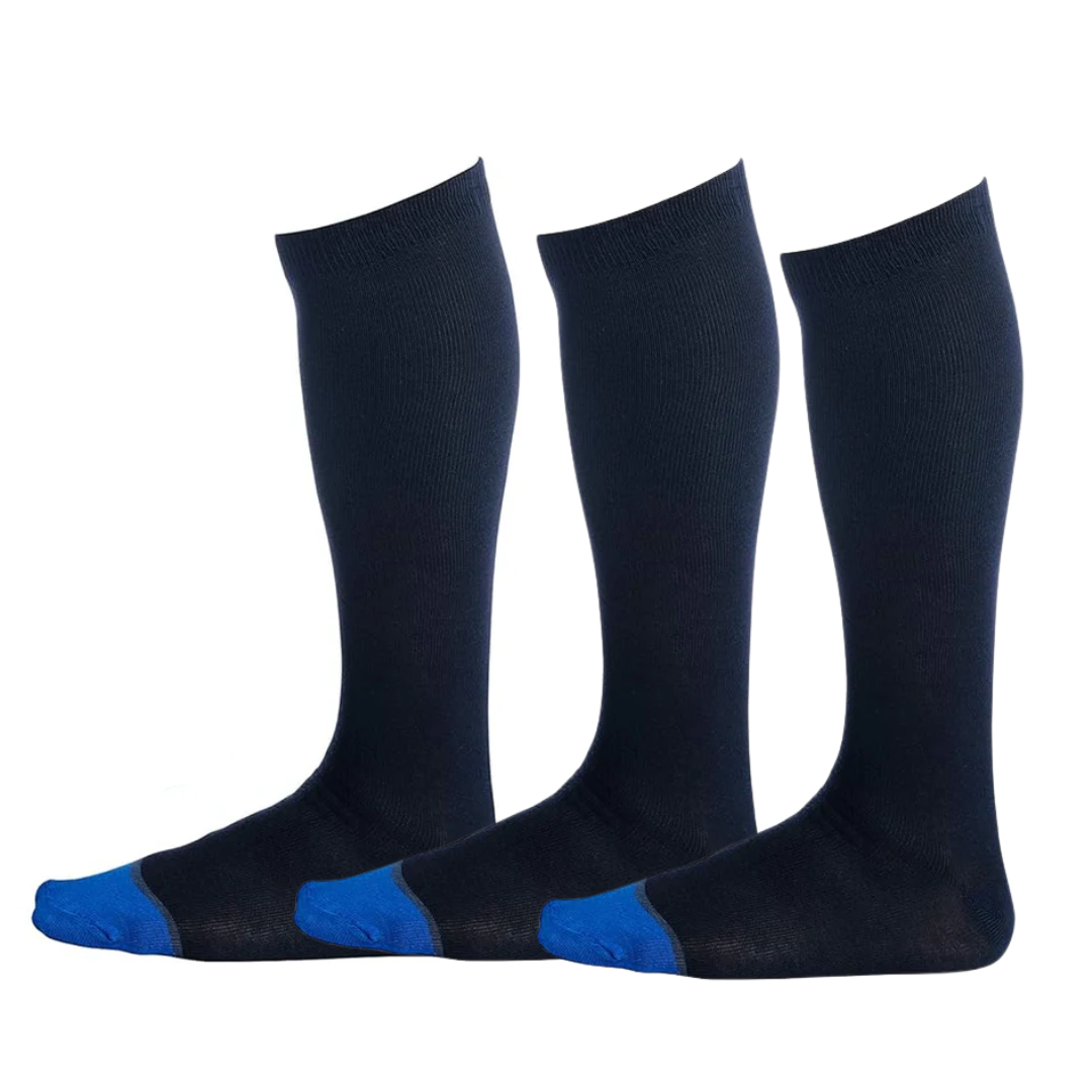 Blue Toe (3 Pairs) Solid Color - Over the Calf Dress Socks