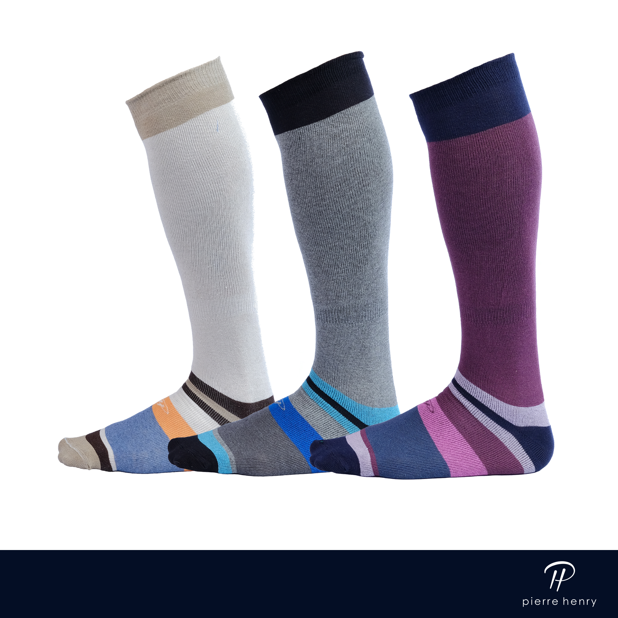 light grey dress socks with striped foot, grey dress socks with striped foot, plum dress socks with striped foot, colored foot