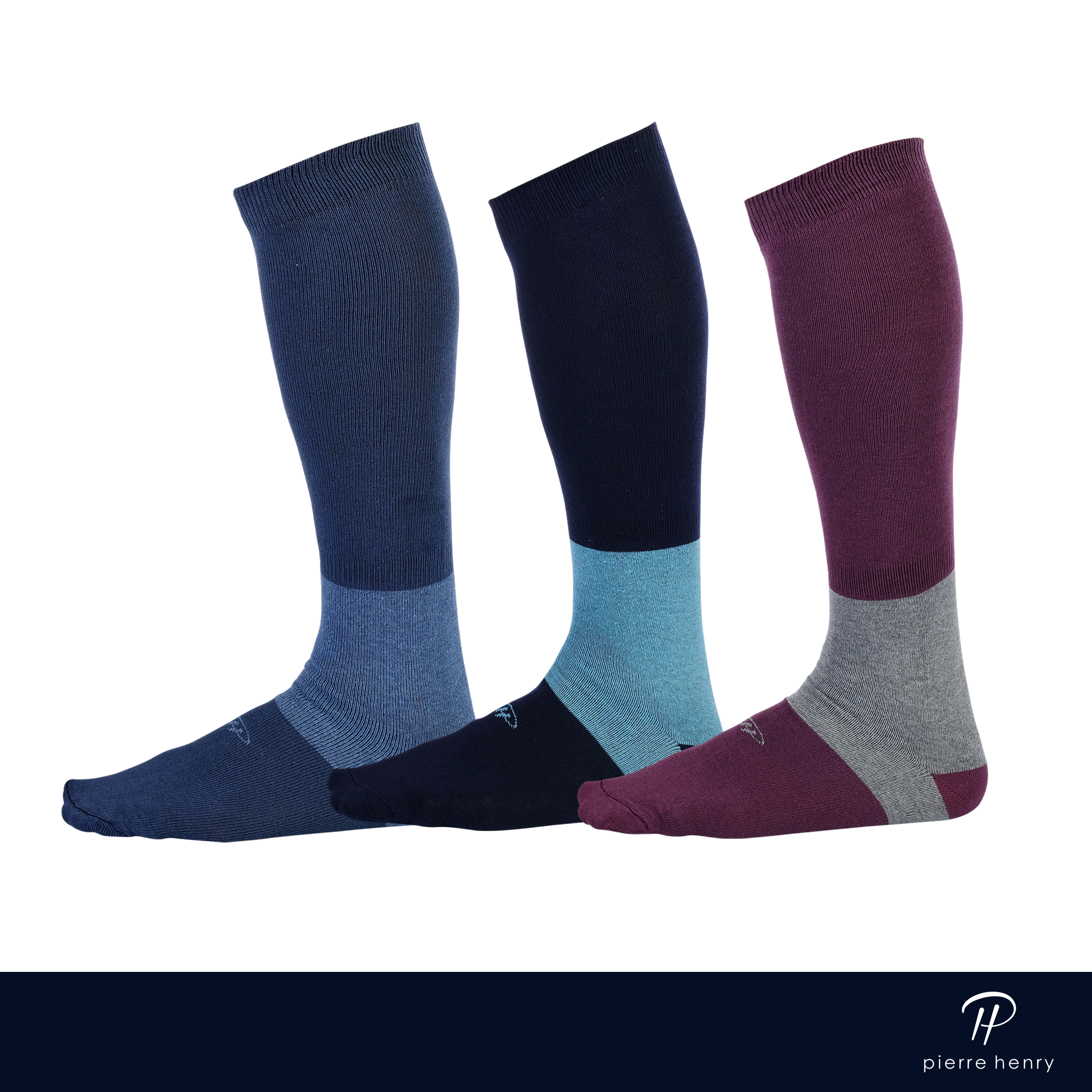 navy blue dress socks with light blue, black dress socks with light blue, burgundy dress socks with light brown