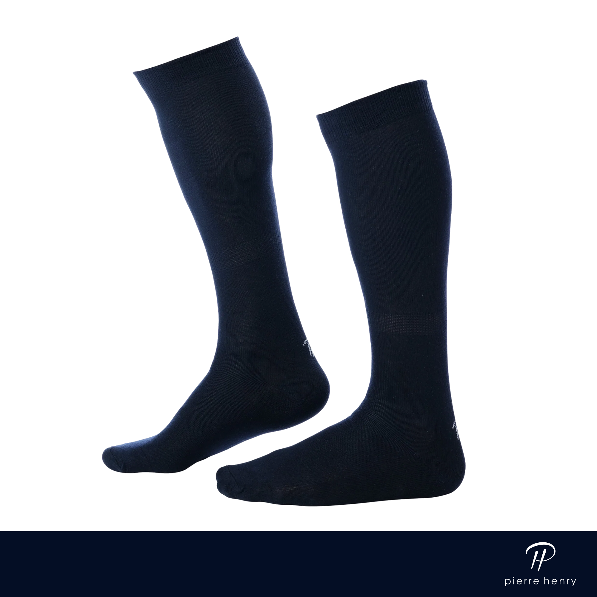 solid navy blue over the calf dress socks
