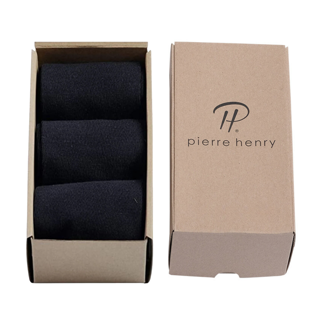 Pierre Henry Basics (3 Pairs) Solid Color - Over the Calf Dress Socks
