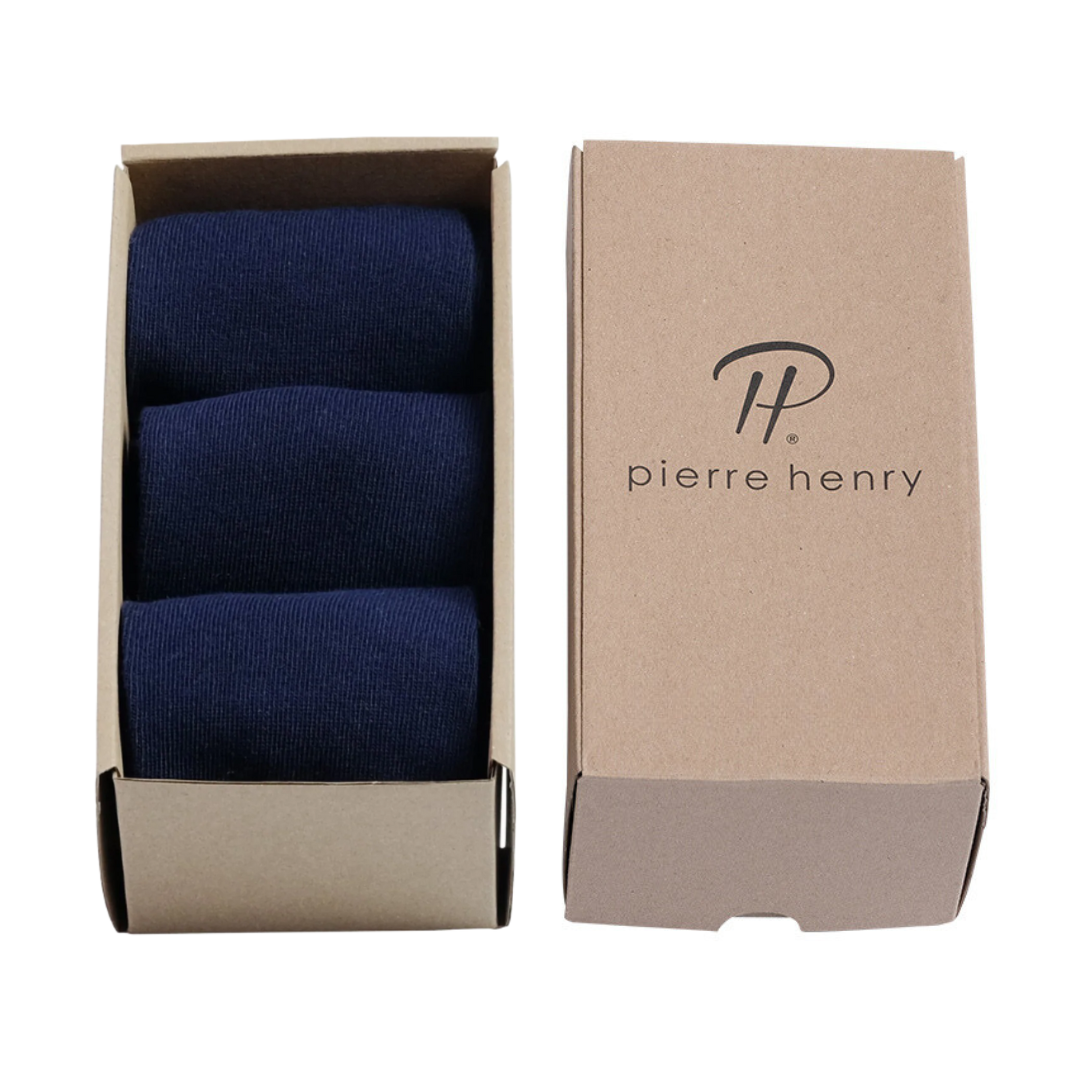 Blue Toe (3 Pairs) Solid Color - Over the Calf Dress Socks