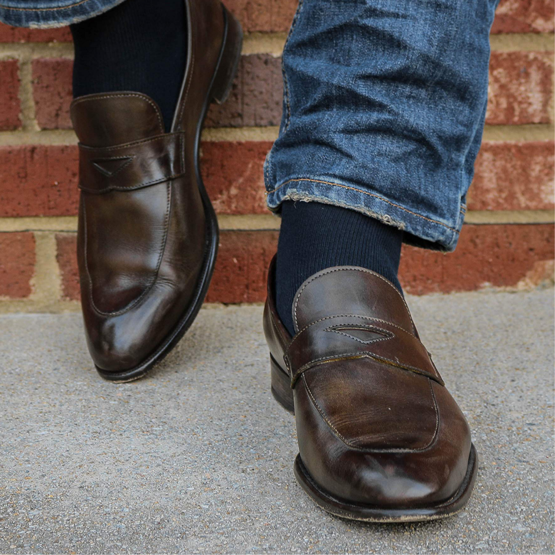 Blue Toe (3 Pairs) Solid Color - Over the Calf Dress Socks
