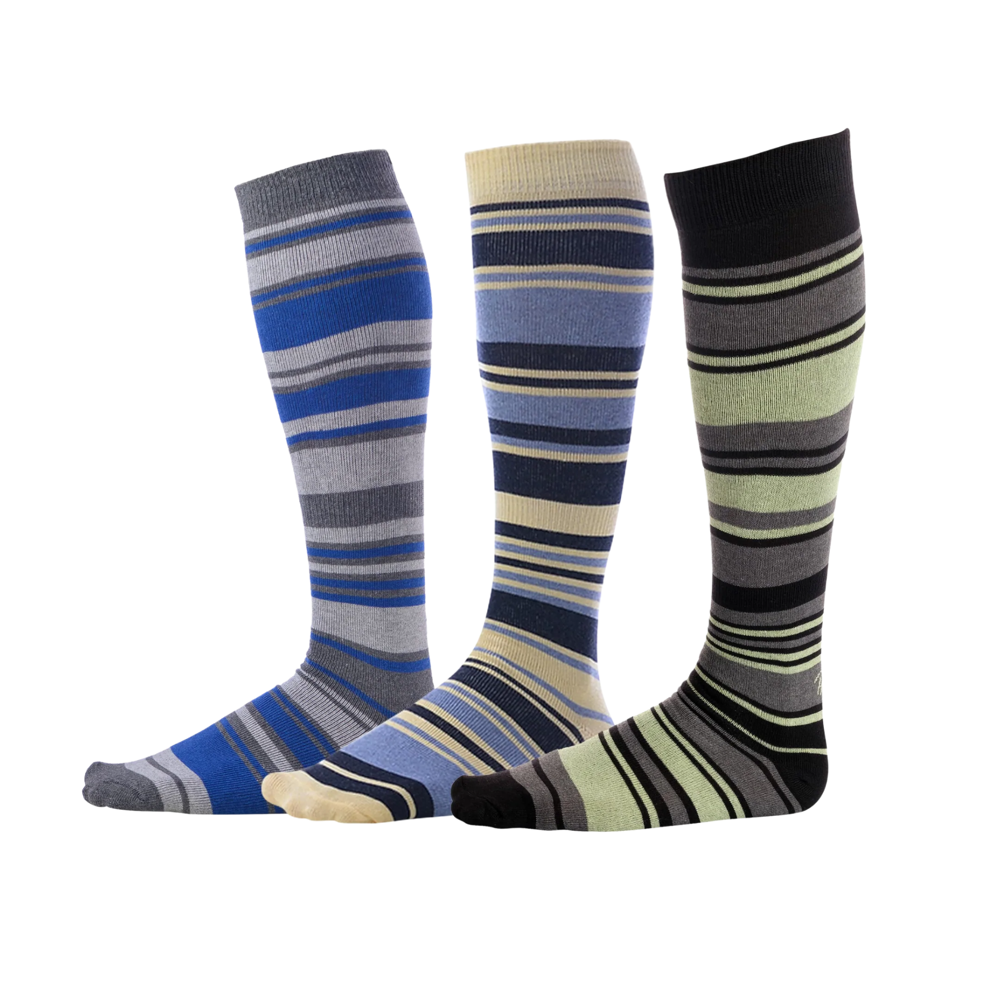 mens casual dress socks Striped Cotton Over the Calf Dress Socks, Light Compression Socks Classic (US 7-11)