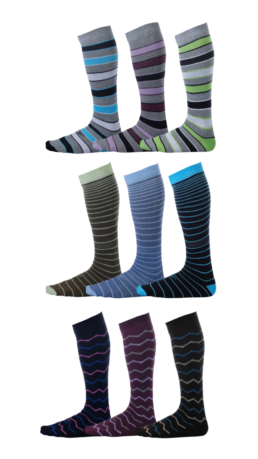 Assorted striped over the calf dress socks 
