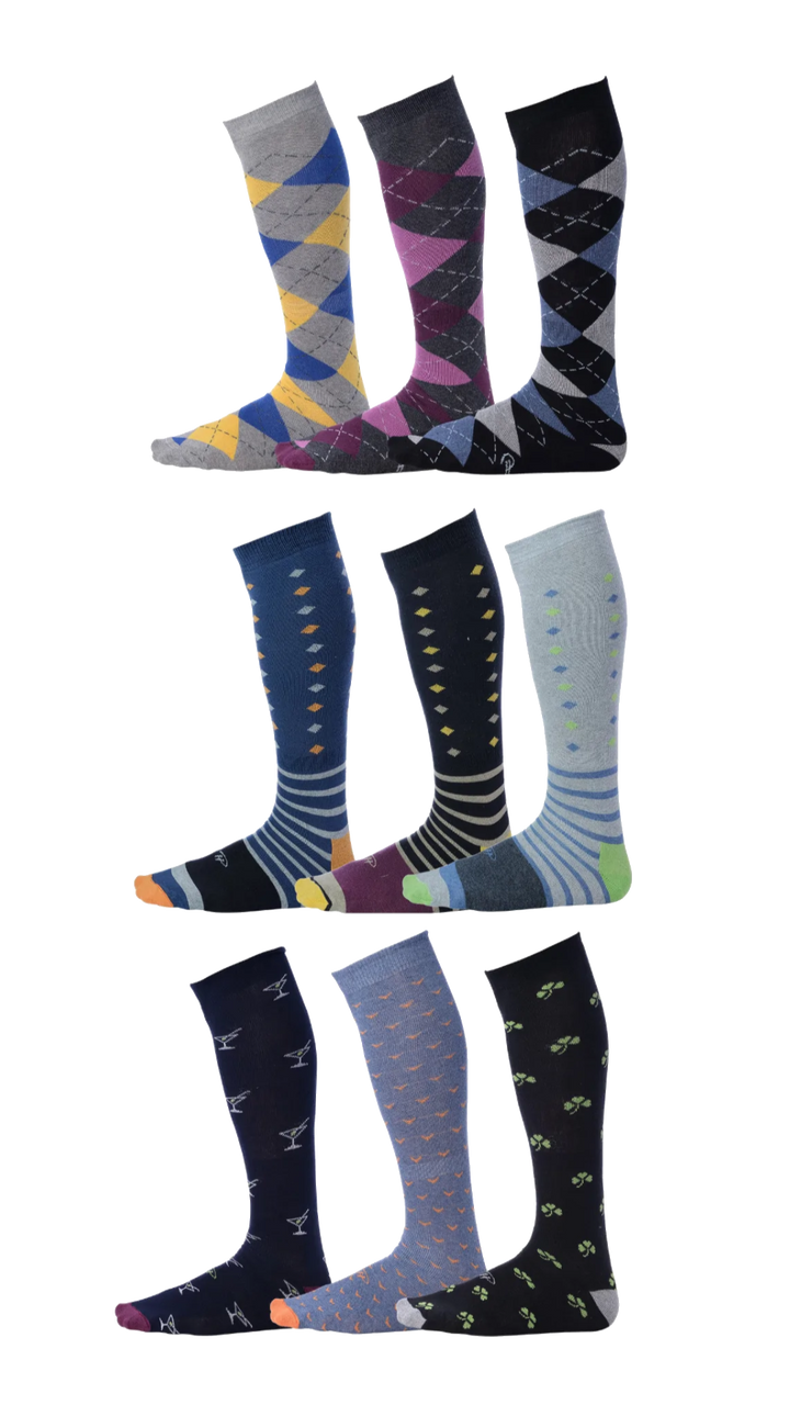 Colorful and Fun Office Themed Over the Calf Dress Socks