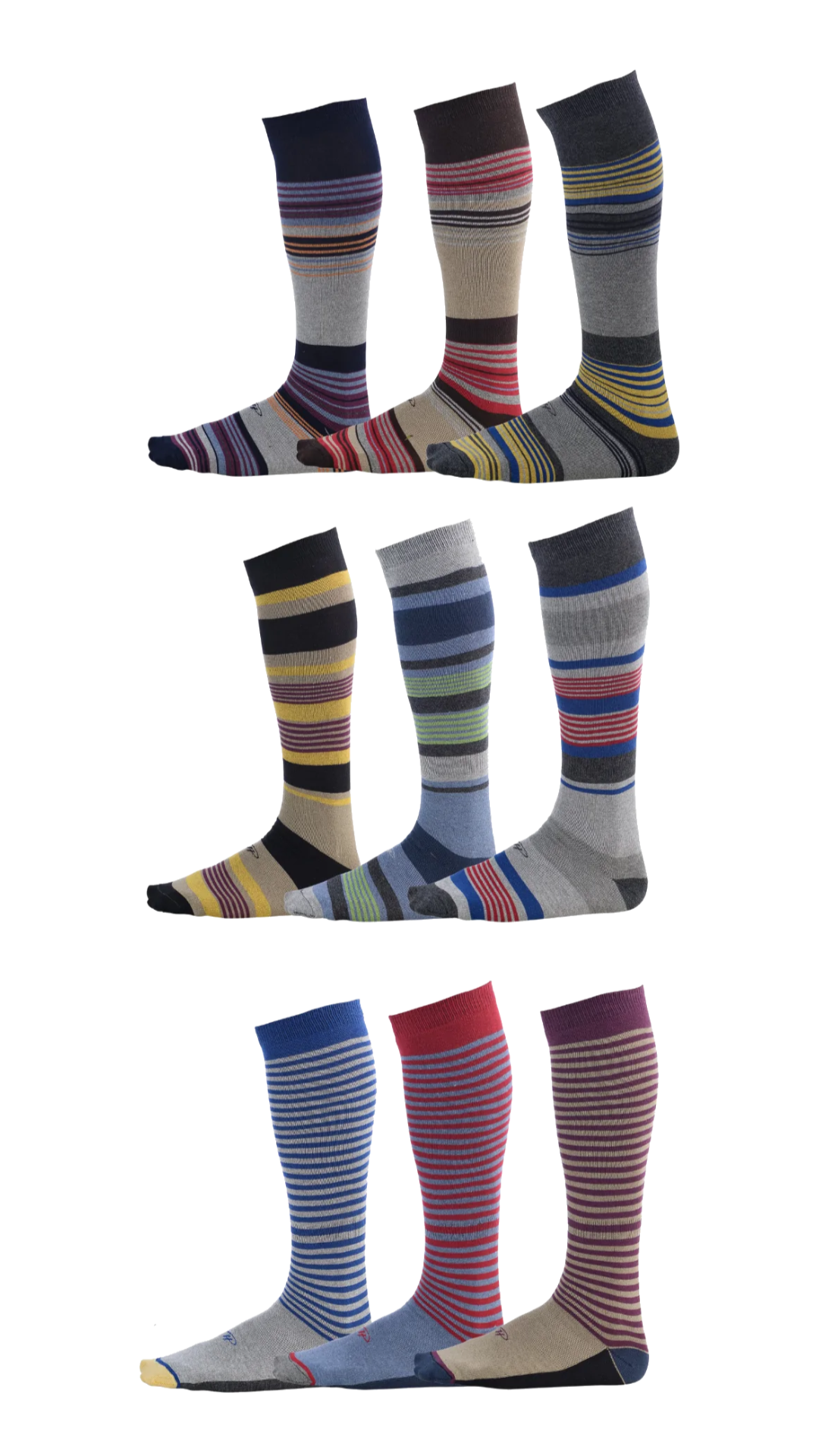 Sunset (9 pairs) | Pierre Henry Over the Calf Dress Socks