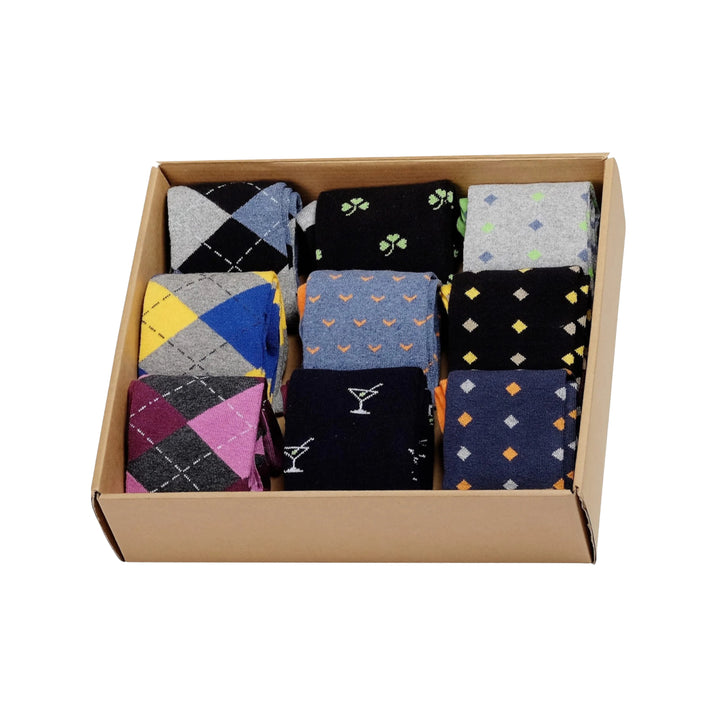 Stacked (9 pairs) | Cotton Mid-Calf Dress Socks