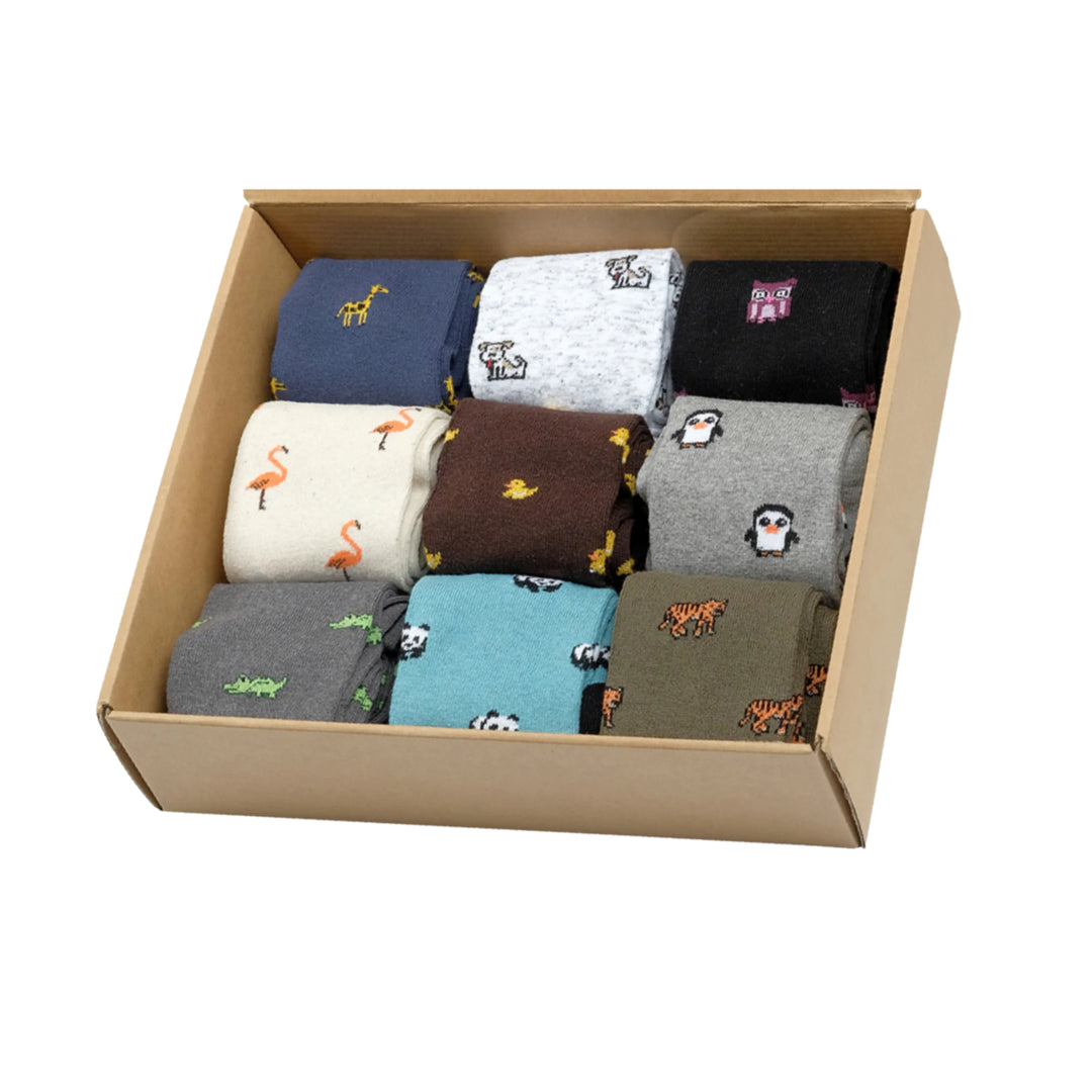 The Animals (9 pairs) | Cotton Over the Calf Dress Socks