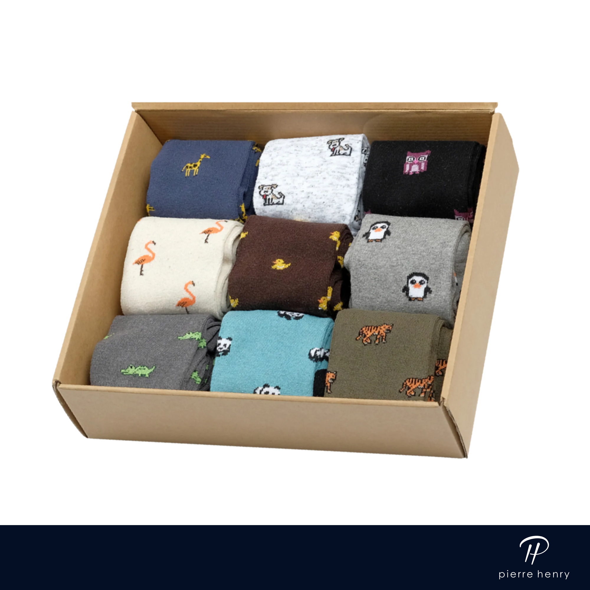 box of dress socks for men, grey dress socks, light blue dress socks, brown dress socks, black dress socks, animal print dress socks