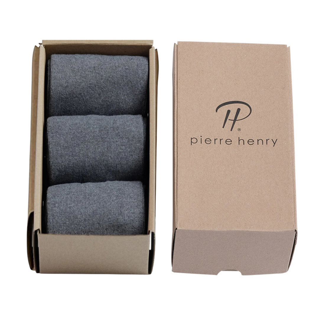 Pierre Henry Basics (3 Pairs) Solid Color - Over the Calf Dress Socks