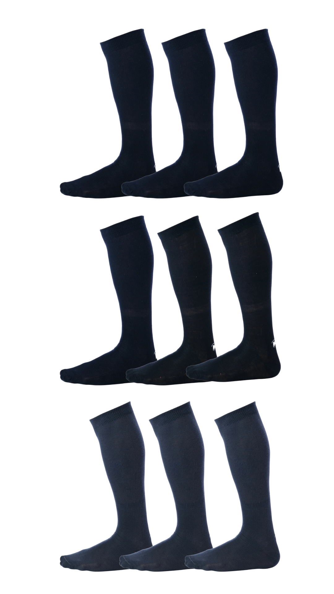 Black (6 Pairs) + Gray (3 Pairs) | Cotton Over the Calf Dress Socks