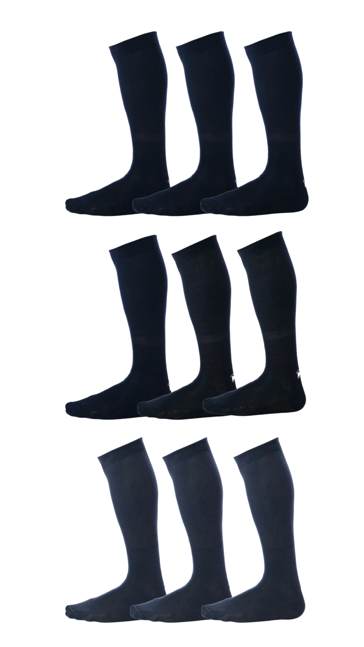 Black (6 Pairs) + Gray (3 Pairs) | Cotton Over the Calf Dress Socks