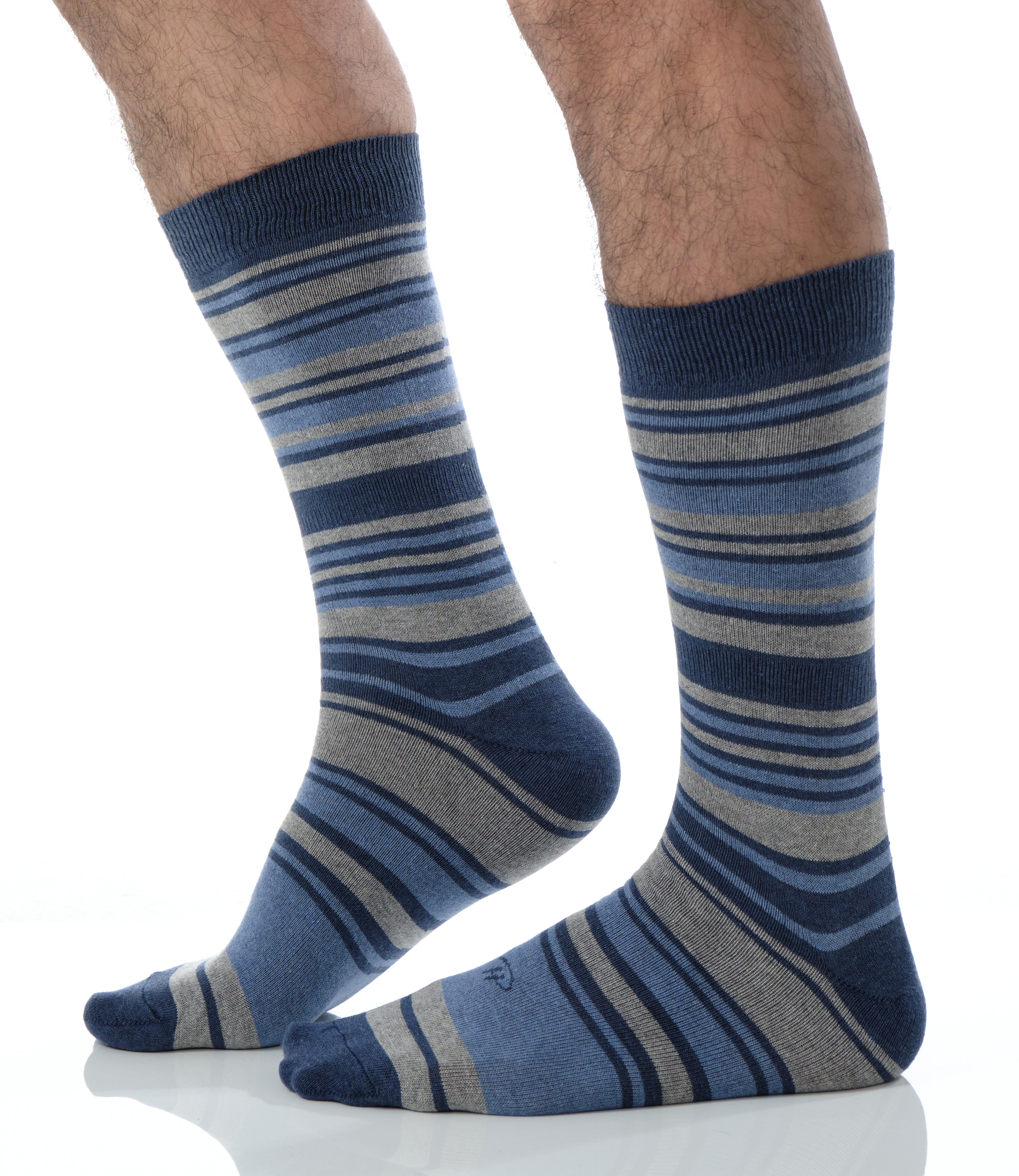 blue light grey and light blue mid calf dress socks