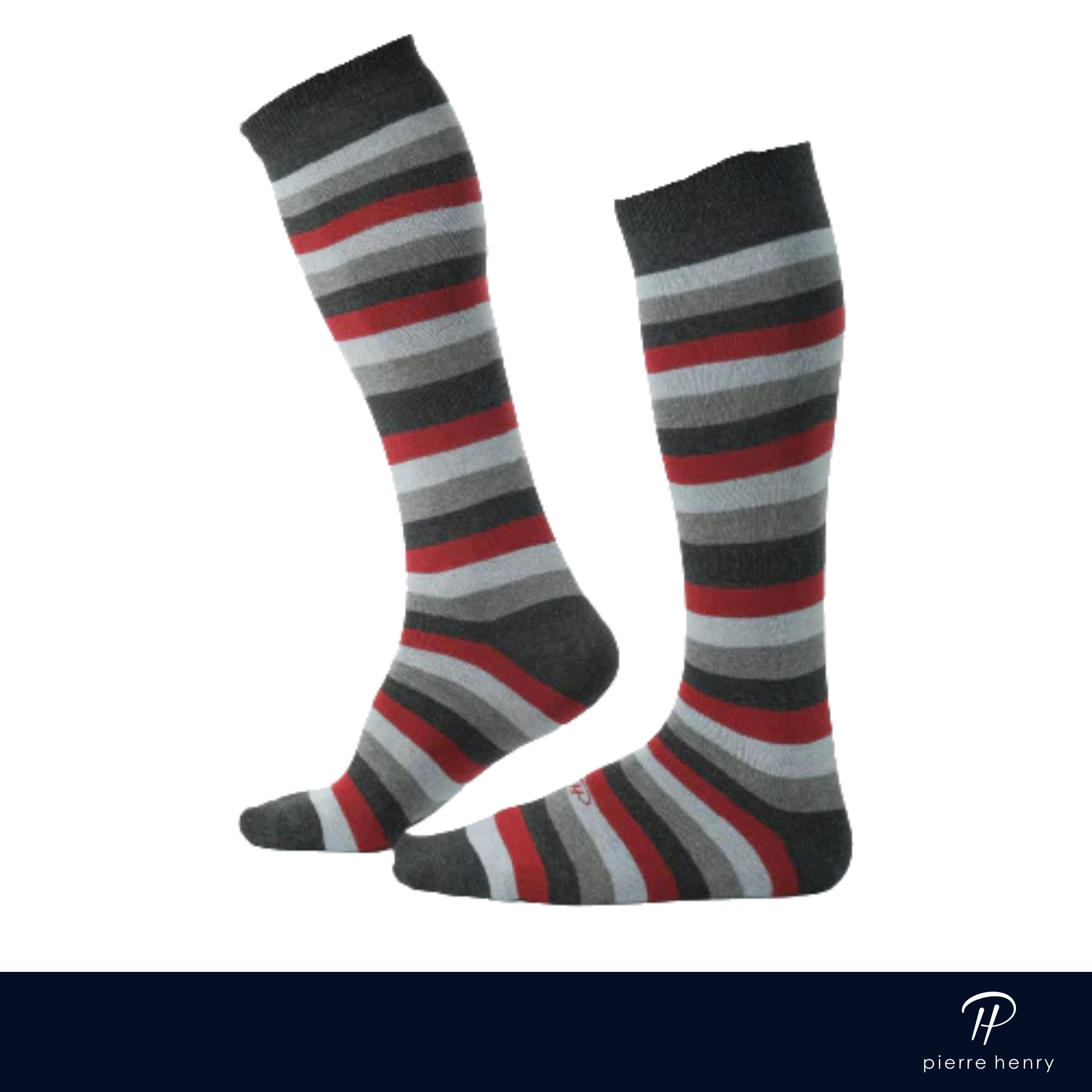 brown white red light brown striped over the calf dress socks