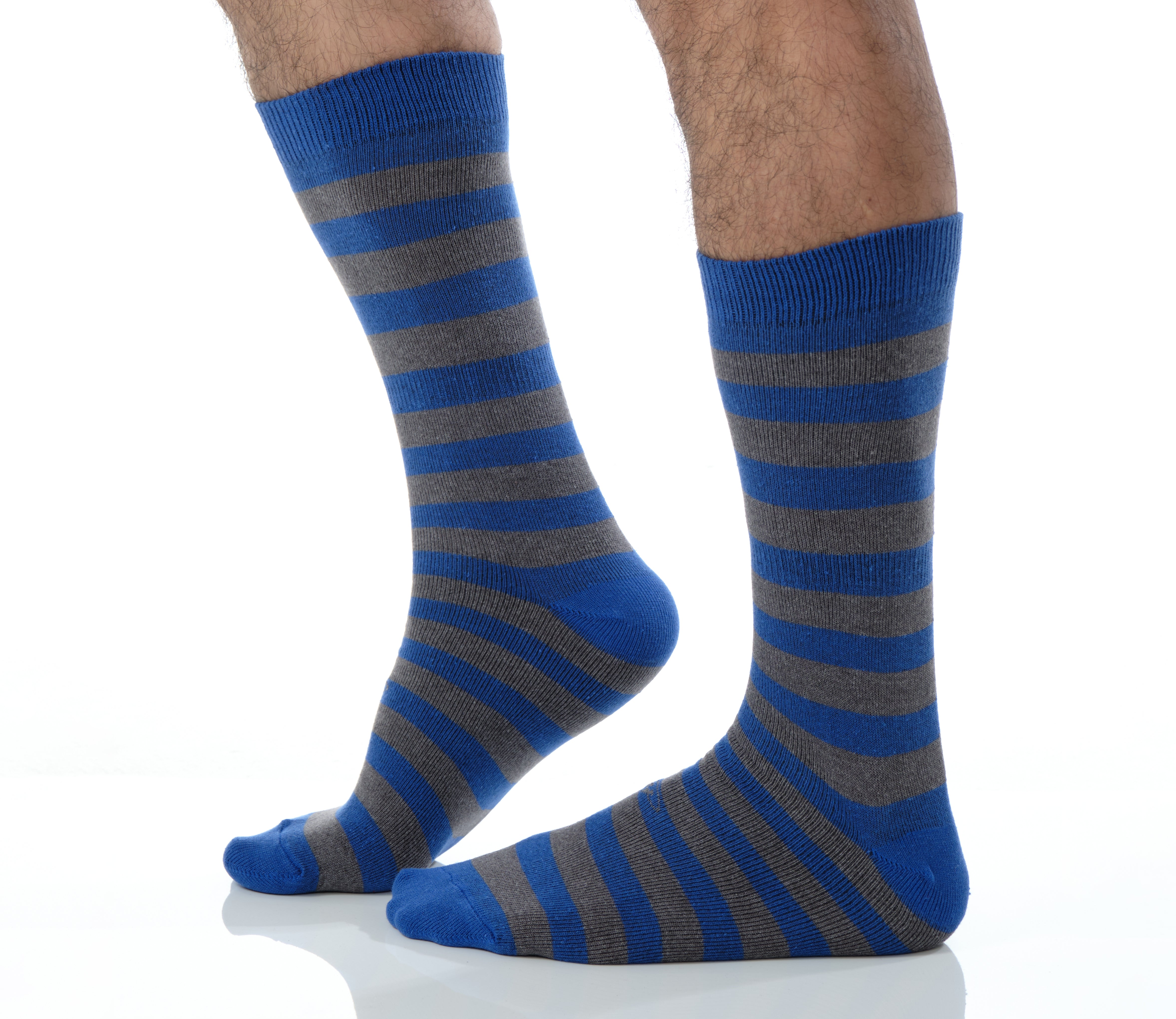 grey and blue mid calf dress socks