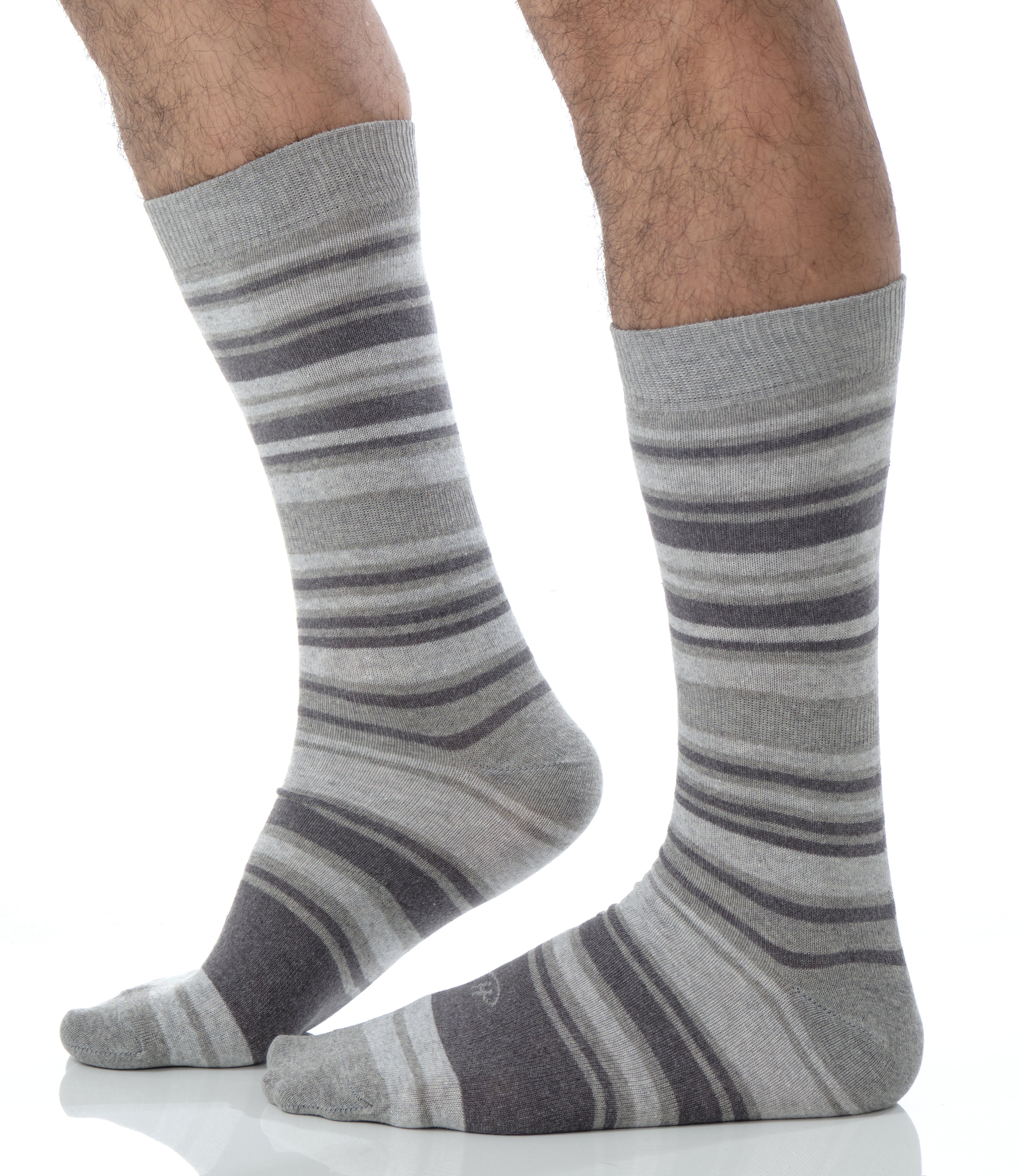 grey and light grey striped id calf dress socks