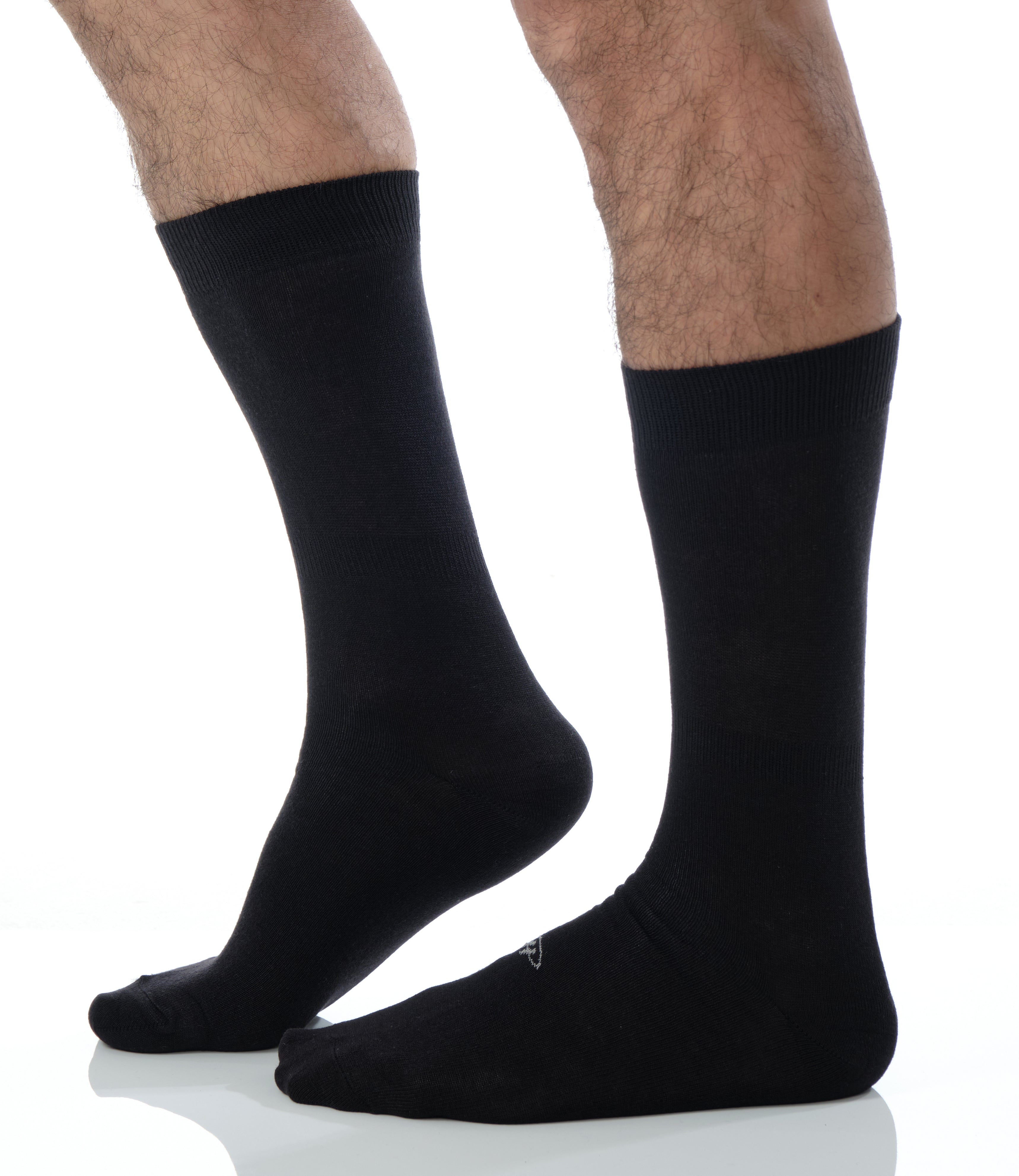 solid black mid calf dress socks