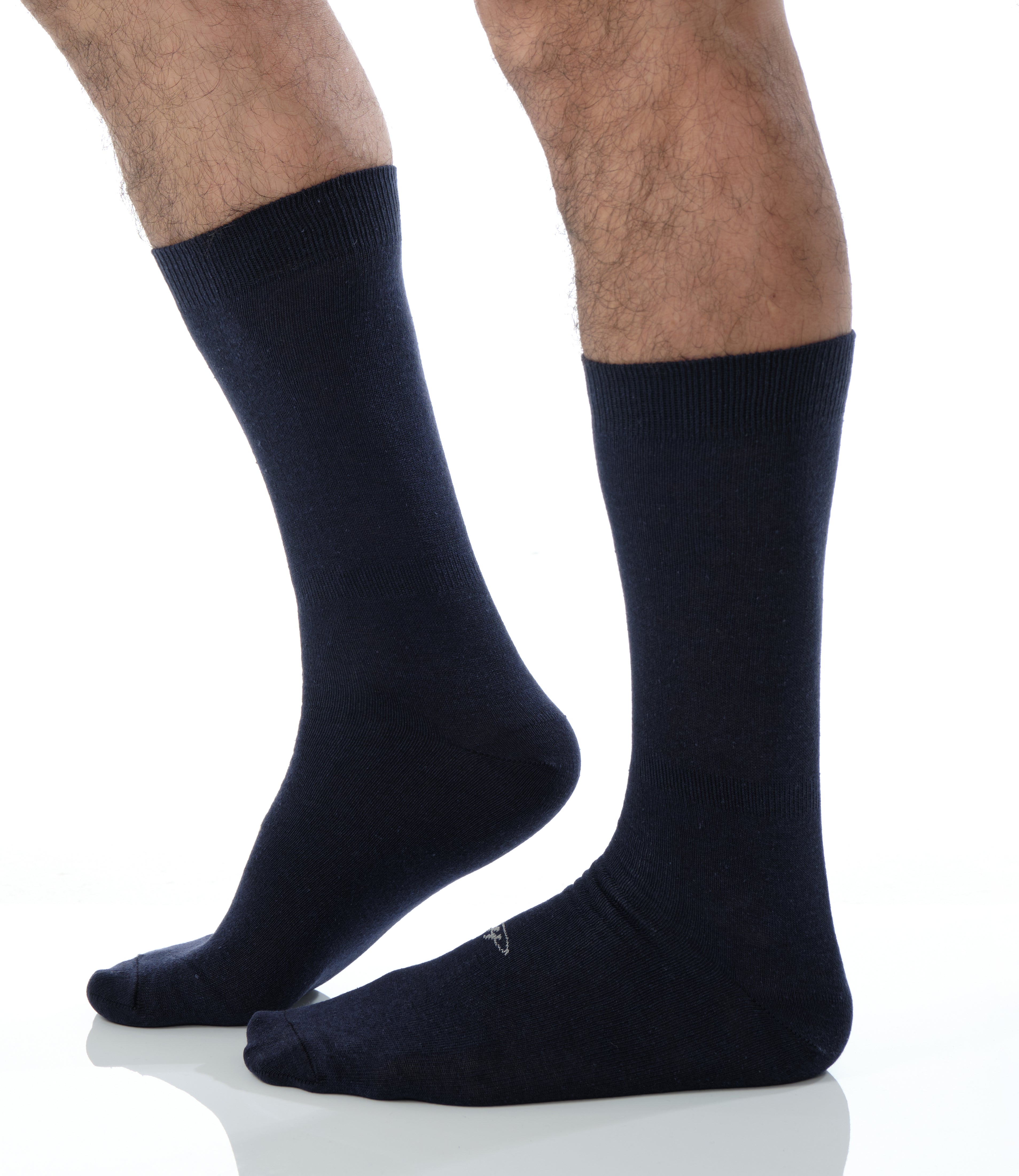 solid navy mid calf dress socks