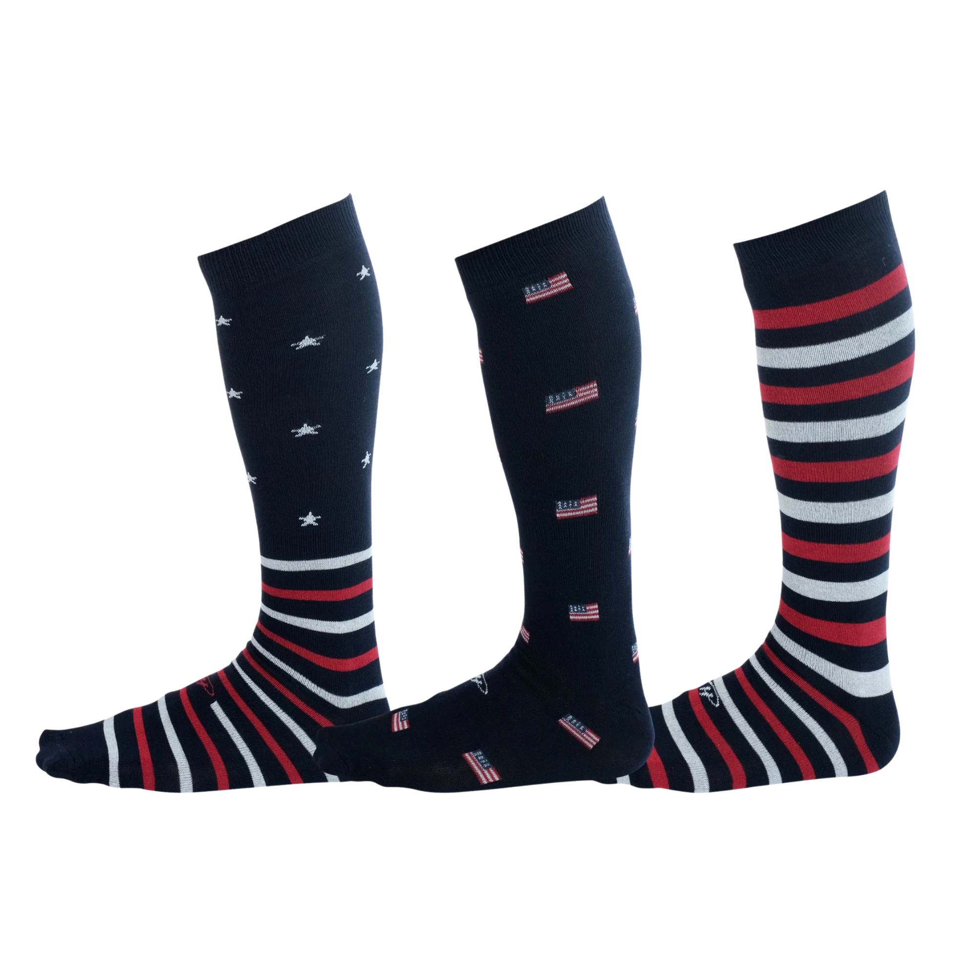 navy dress socks with white stars and red and white stripes, American flag navy dress socks, navy dress socks with red and white stripes