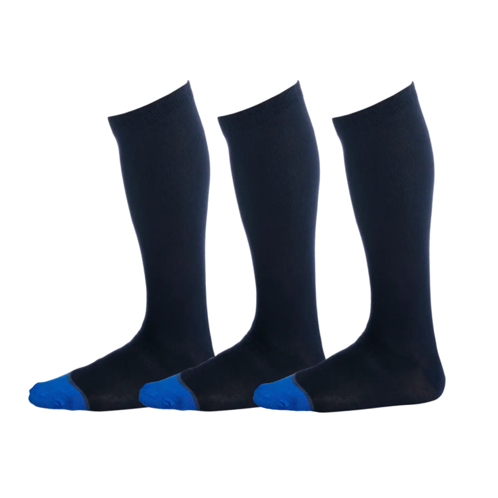 Blue Toe Socks (3 pairs) | Cotton Over the Calf Dress Socks