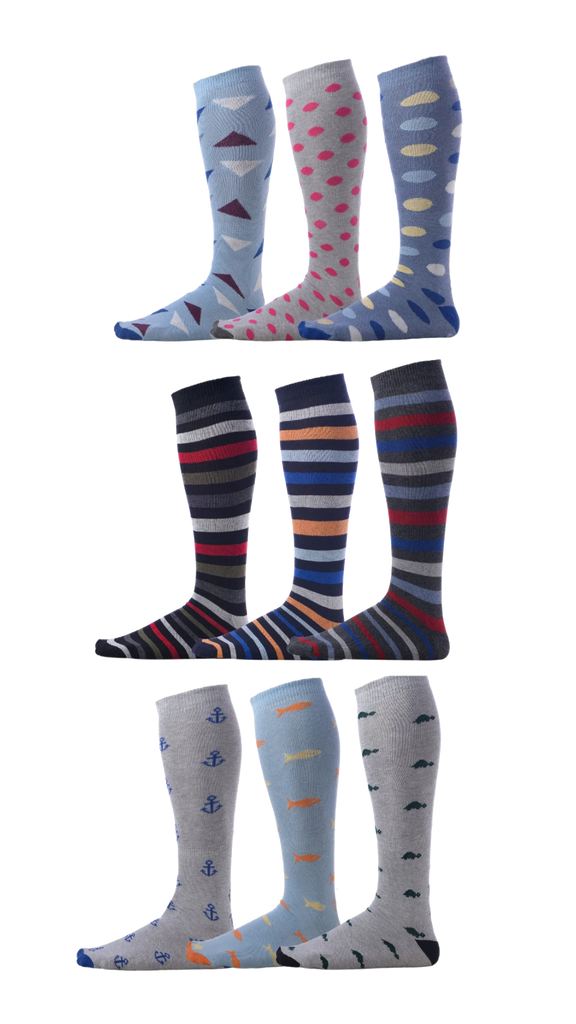 Happy Hour (9 pairs) | Cotton Over the Calf Dress Socks