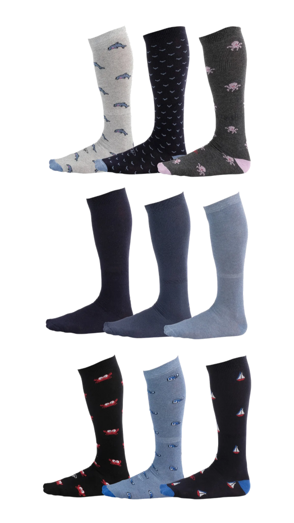The Lost at Sea Collection - sea print over the calf dress socks