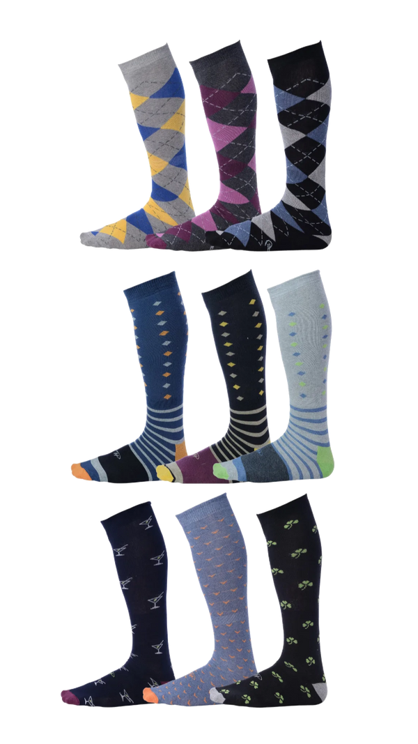 The Stacked Collection - argyle over the calf dress socks