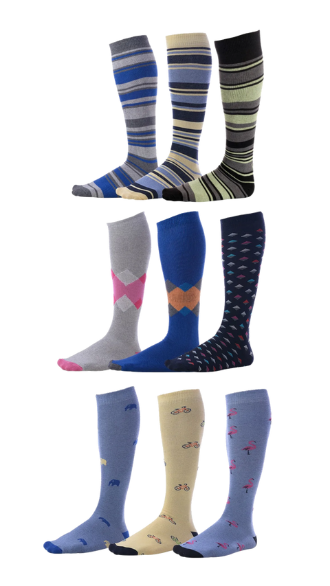 blue dress for baby girl Pierre Henry Over The Calf Socks for Men (9 Pairs) | Cotton Over The Calf Dress Socks